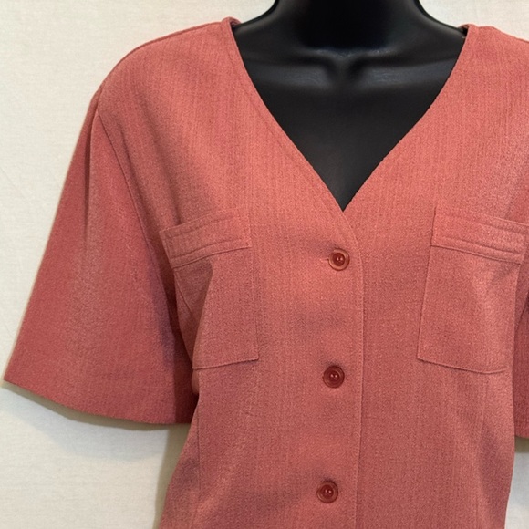 A-82 Alfred Dunner PLUS SIZE 14 Pink Short‎ Sleeve Button Down Blouse - Picture 3 of 16